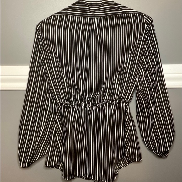 Quarter Zip Striped Blouse - Picture 2 of 2